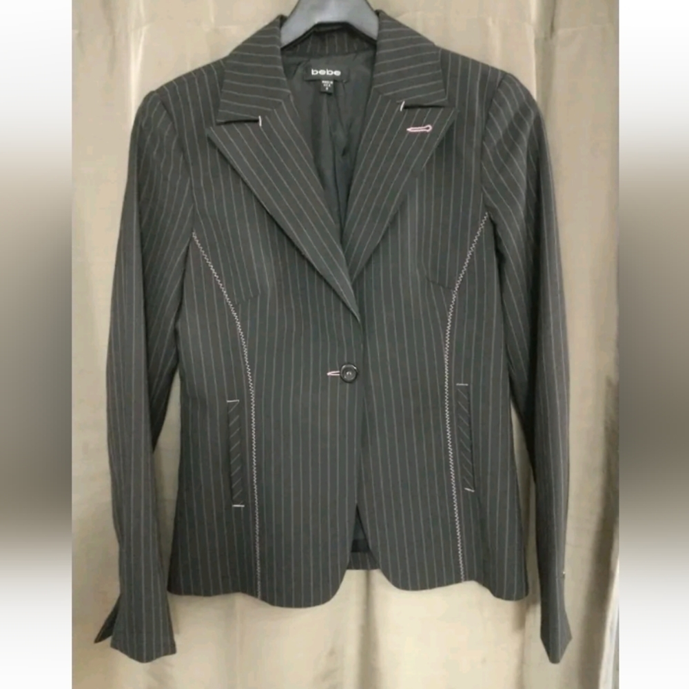 Bebe Black Sophisticated Career Blazer Sz 8 - Picture 1 of 5